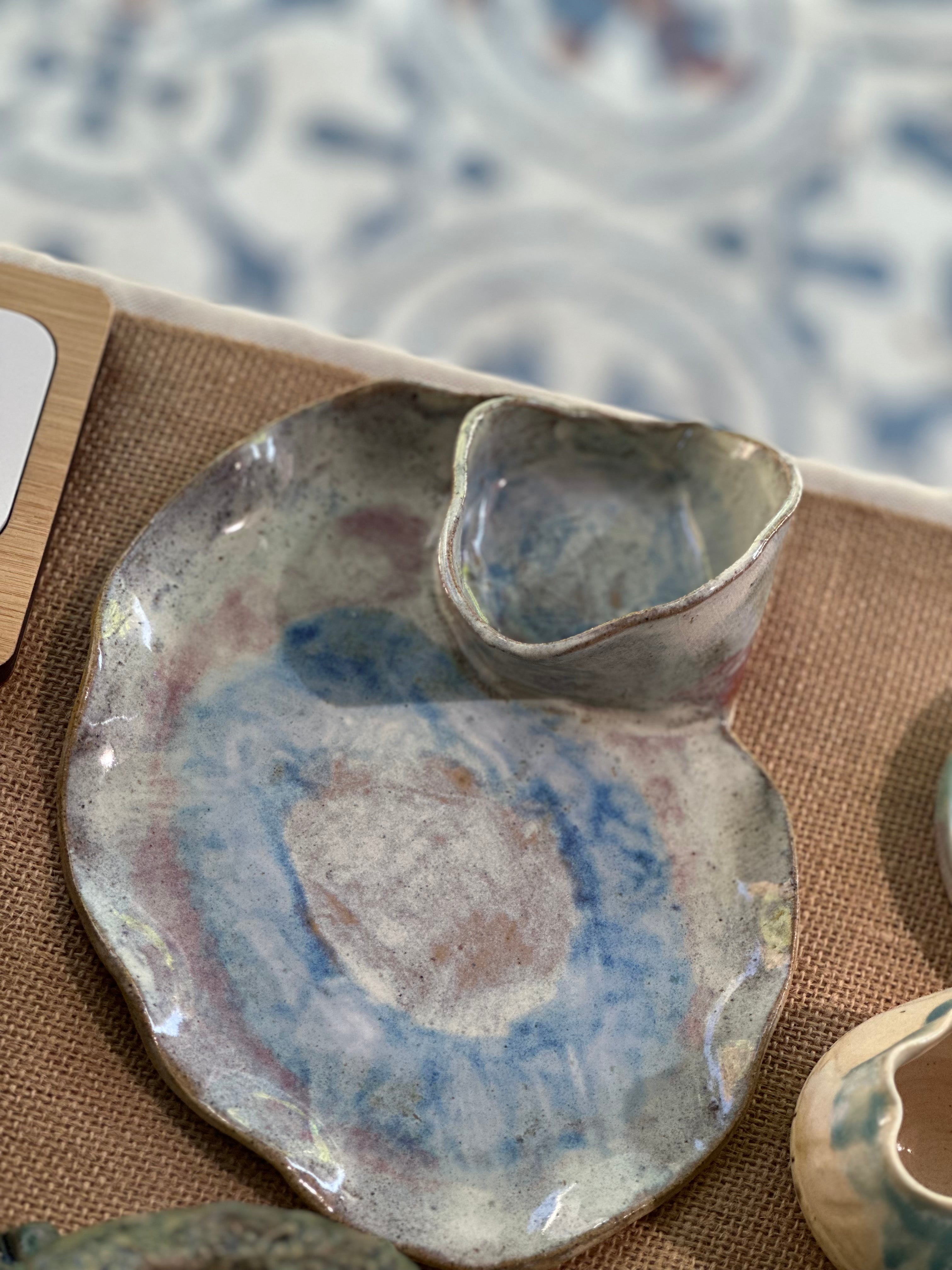 Ceramic Chip + Dip Plate - Australian Bloom