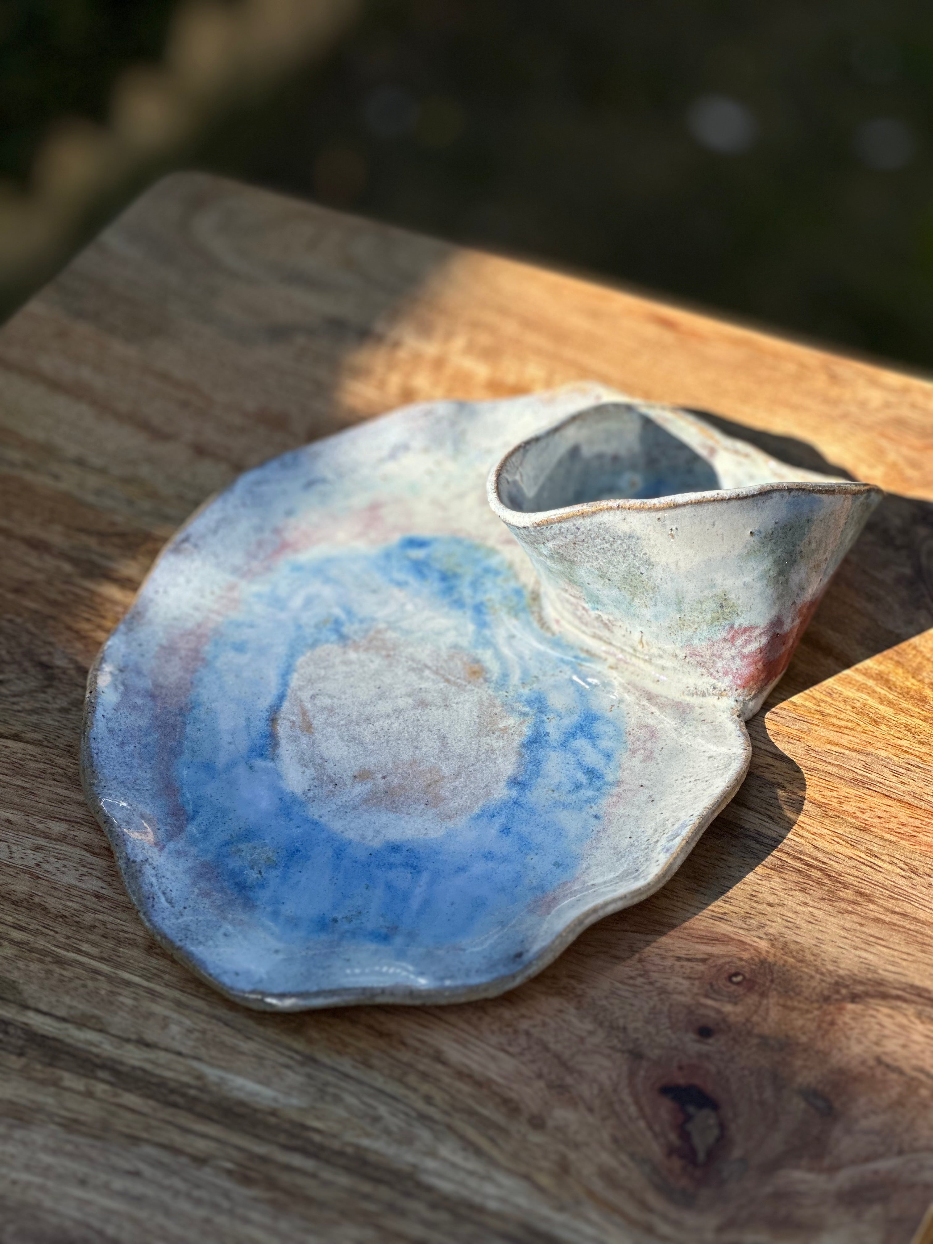 Ceramic Chip + Dip Plate - Australian Bloom