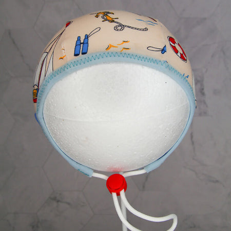 Hearing Aid Bonnet Pilot Cap - Sail Boats