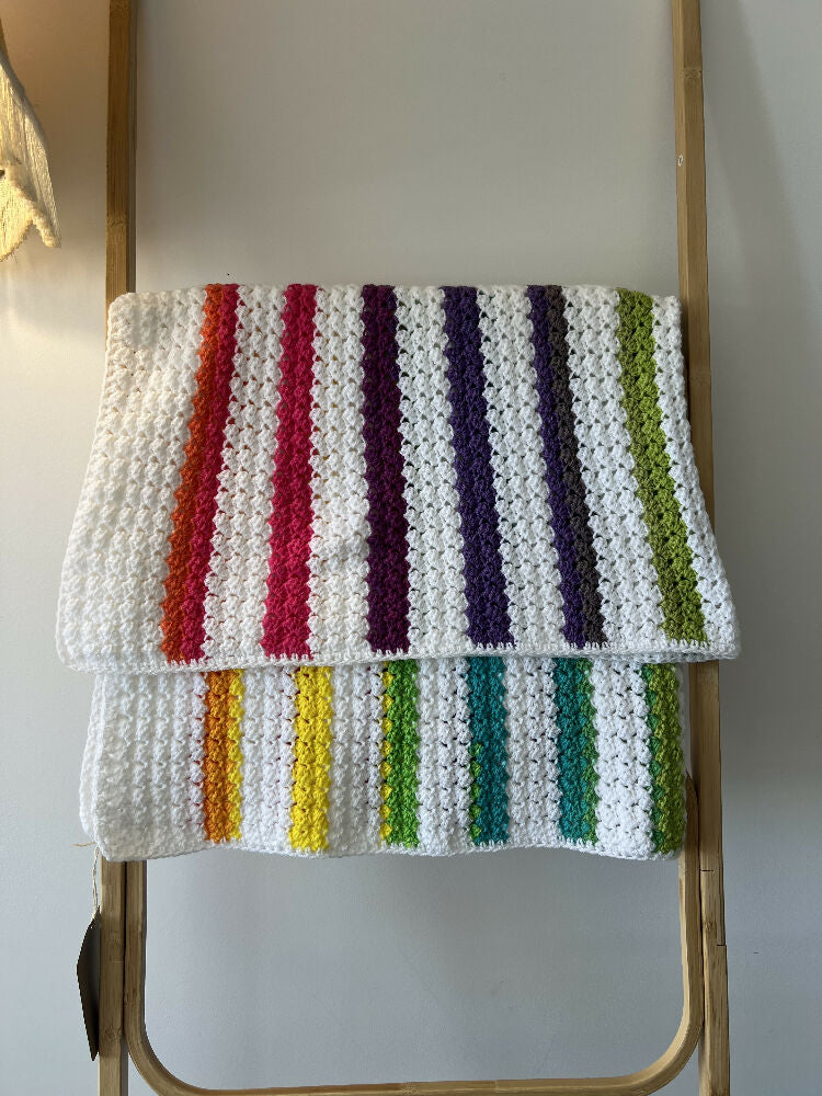 Handmade Crochet Blanket / Throw - Rainbow