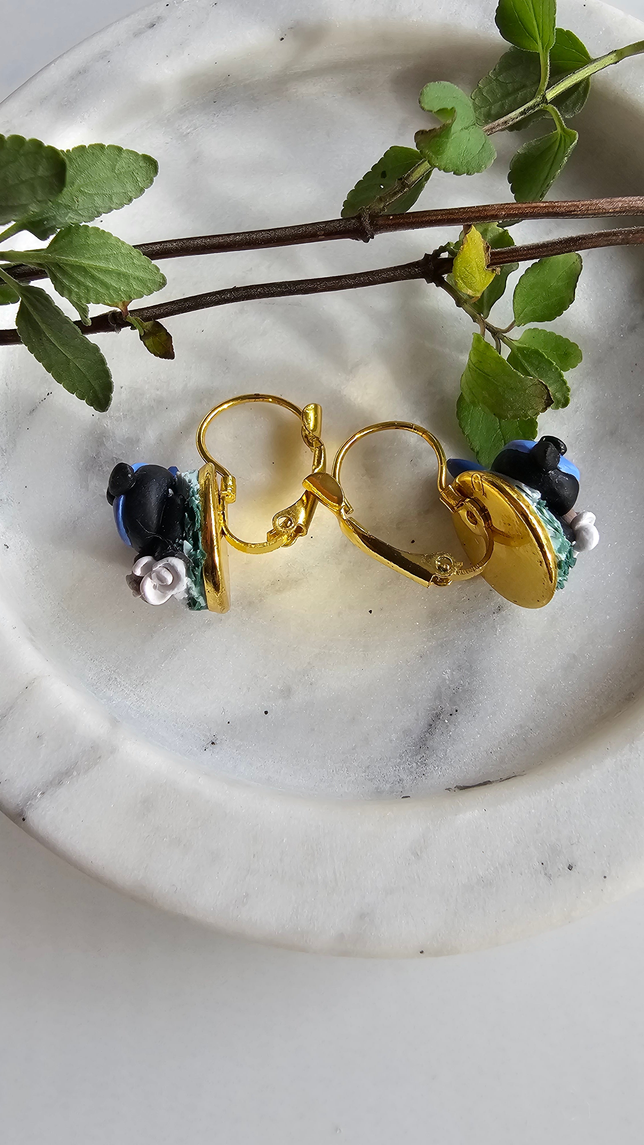 Fairy Wrens Dangle Earrings,Superb Fairy Wrens Handmade Jewelery,Small Earrings.