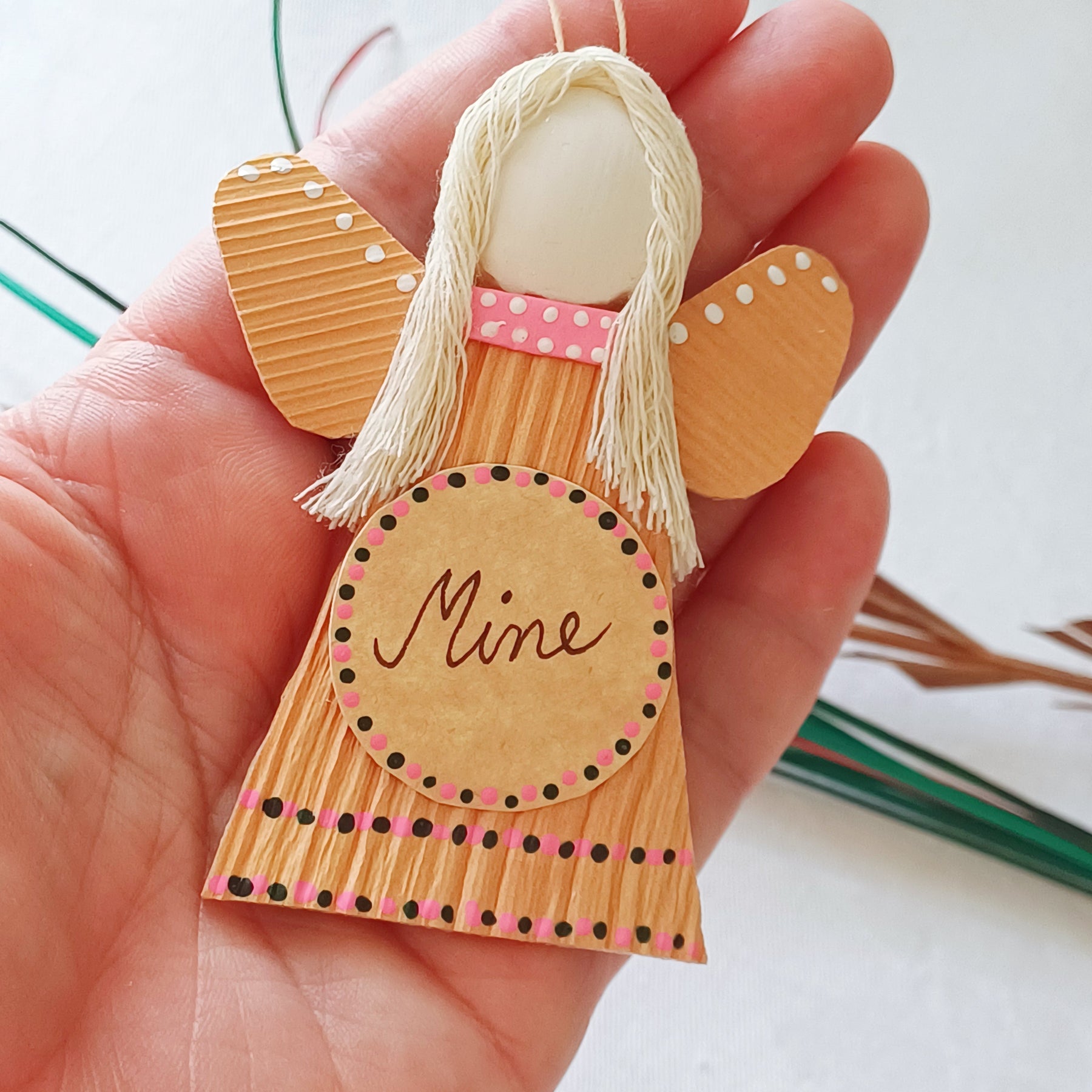 Hello - Little Palm Leaf Angel, Place for Handwritten Message