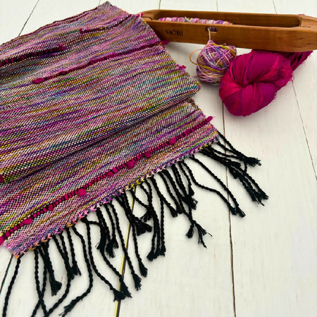 Handwoven Scarf - Pink - Purple - Cotton - Wool - Silk