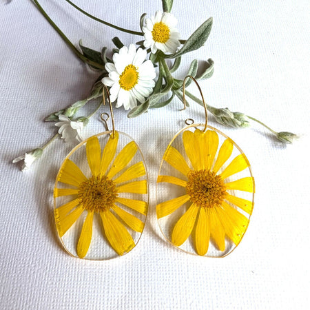 Handmade Yellow daisy statement earrings
