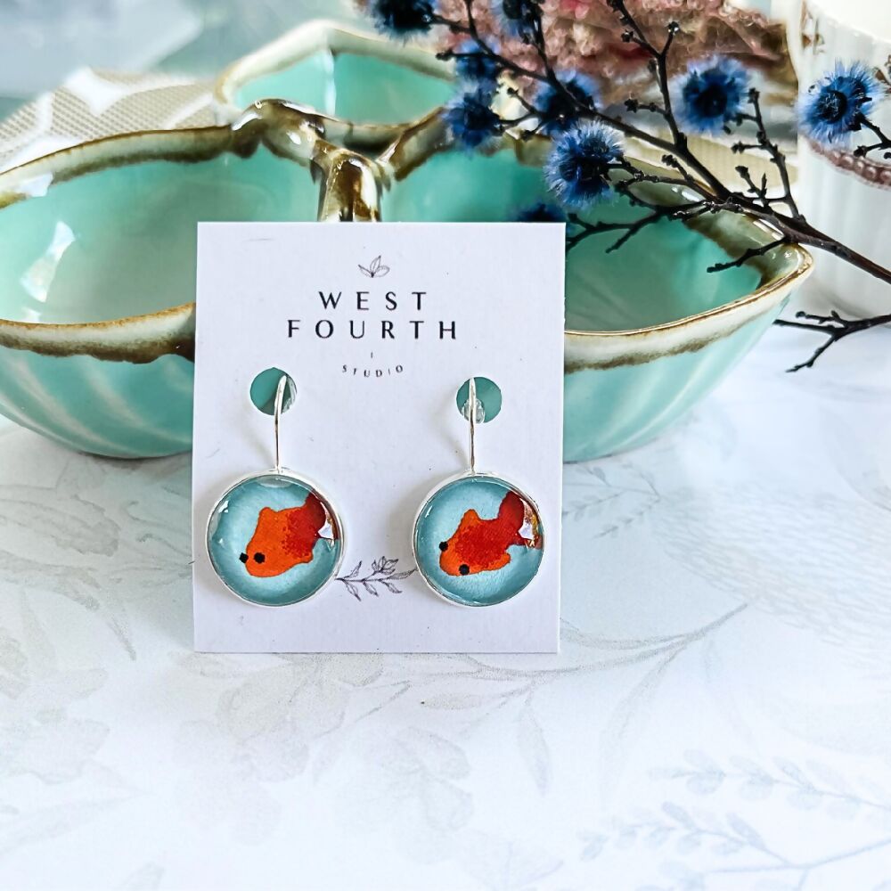 Gold Fish Earrings, Koi Fish Earrings