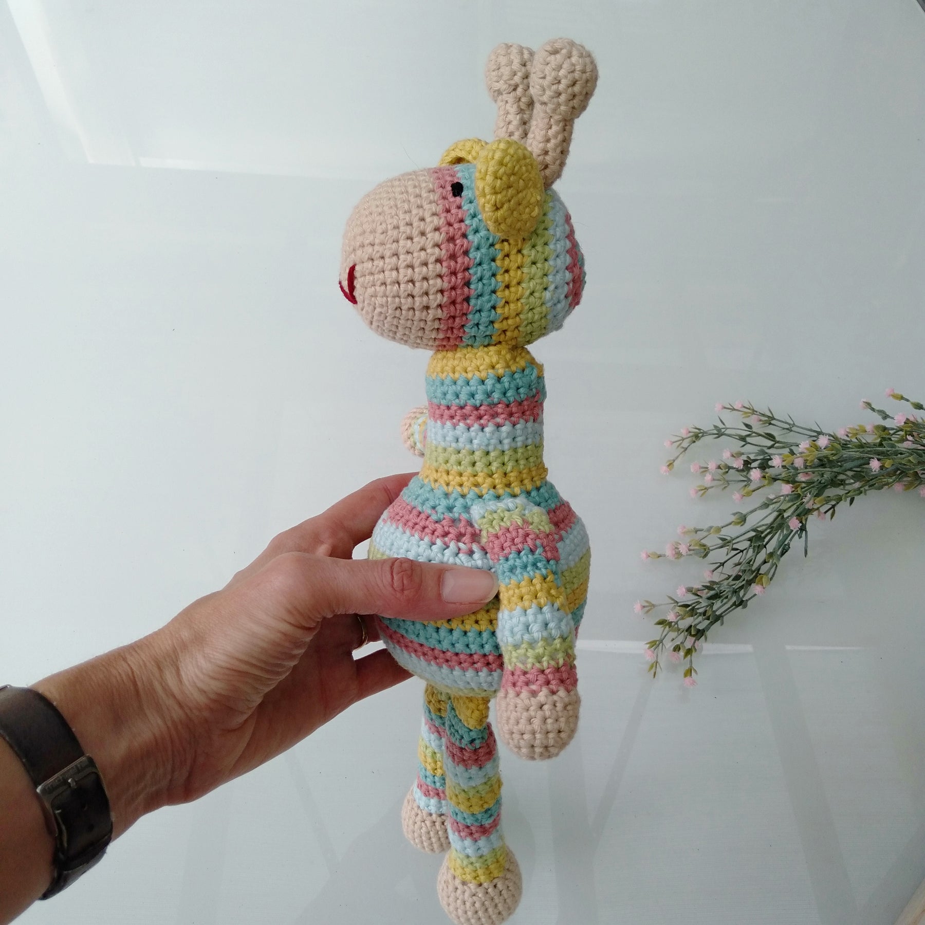 Handmade Crochet Striped Giraffe - 100% Cotton