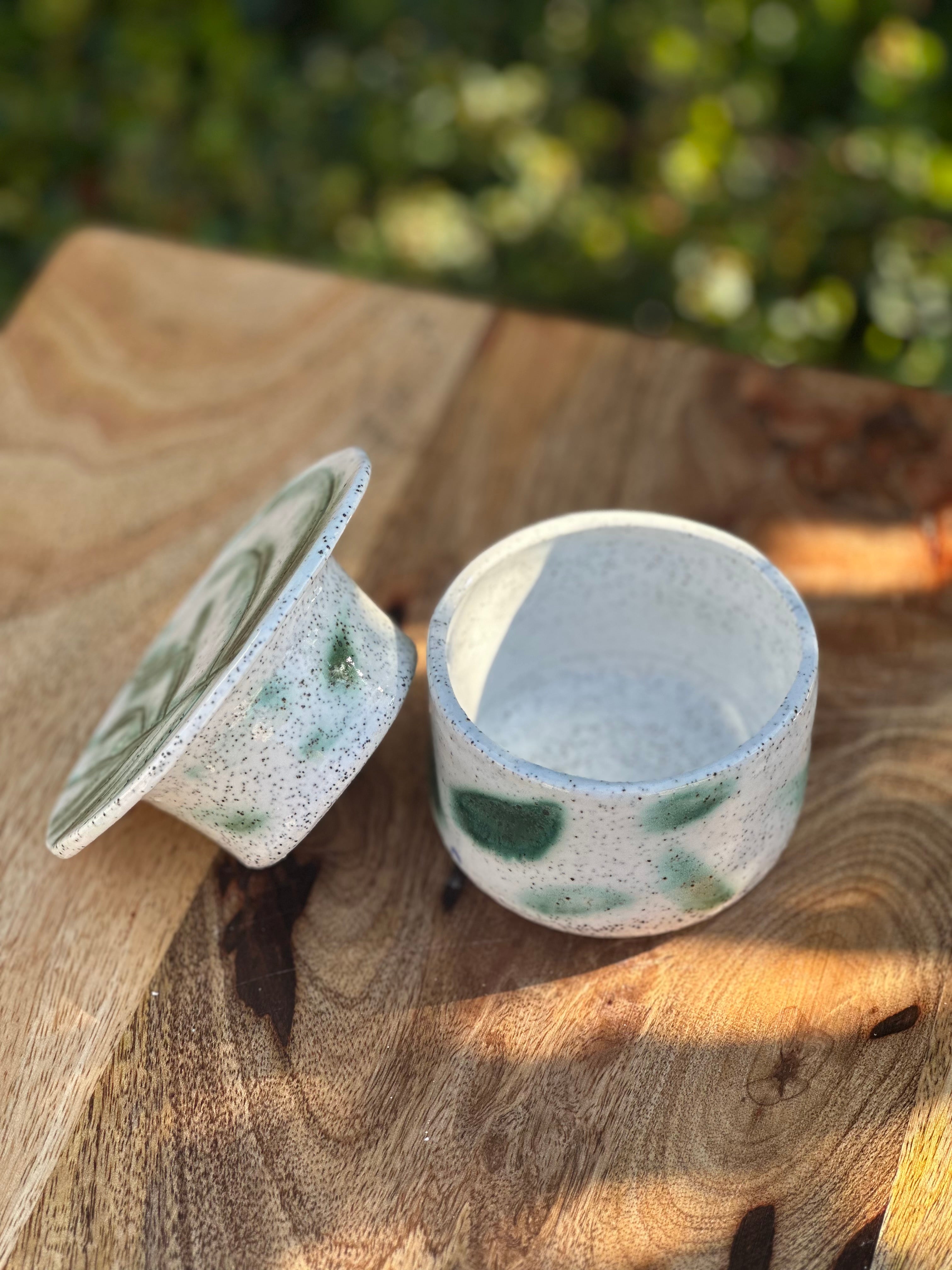 Handmade Ceramic Butter Keeper – Sea Garden