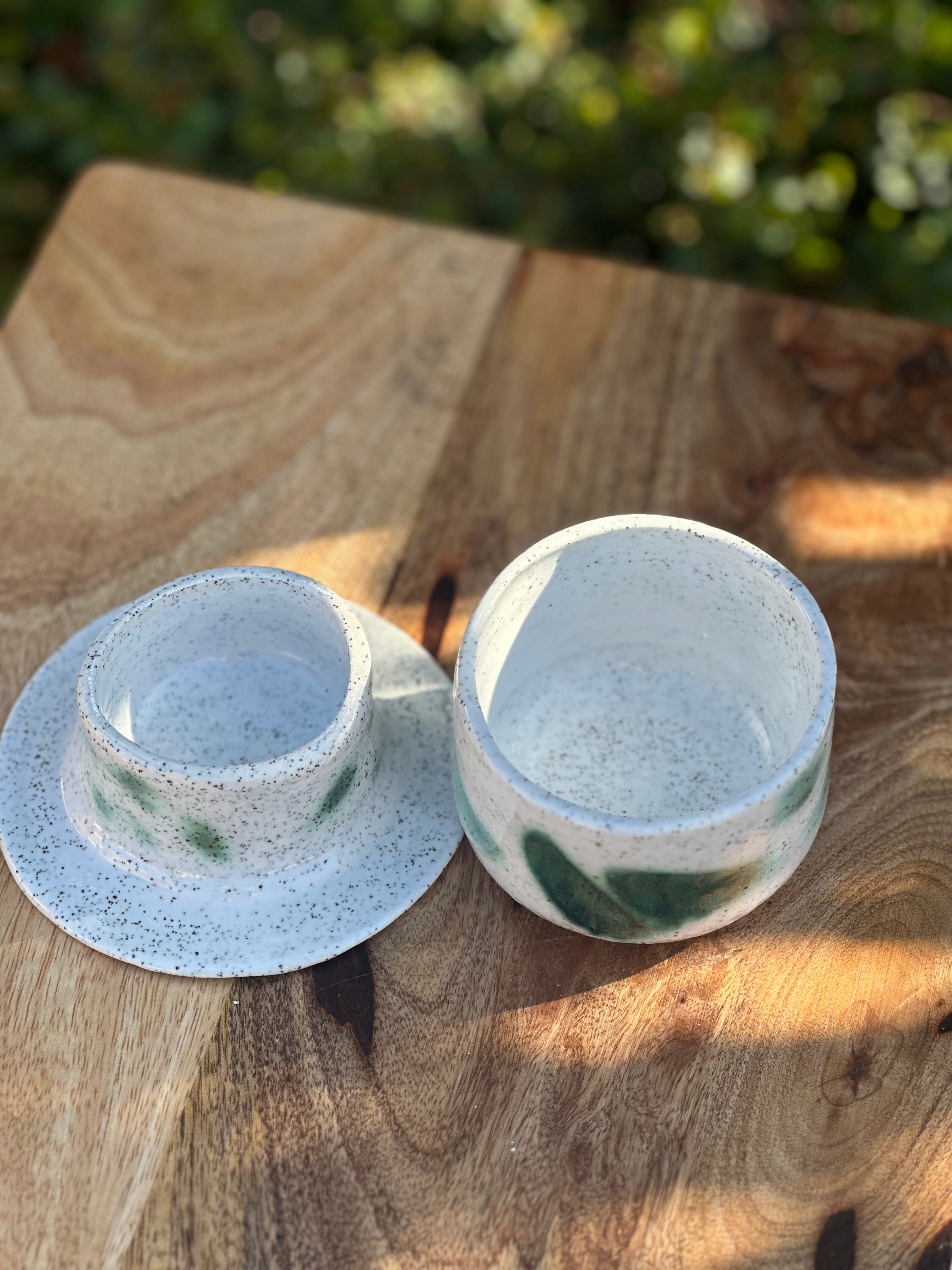 Handmade Ceramic Butter Keeper – Sea Garden