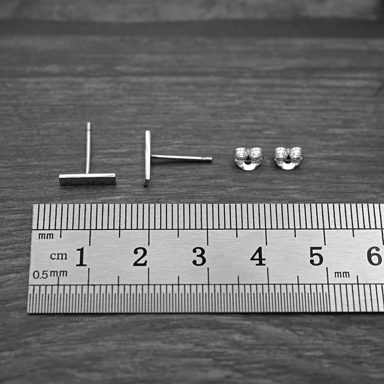 Textured Silver Bar Studs - Handmade Sterling Silver Earrings