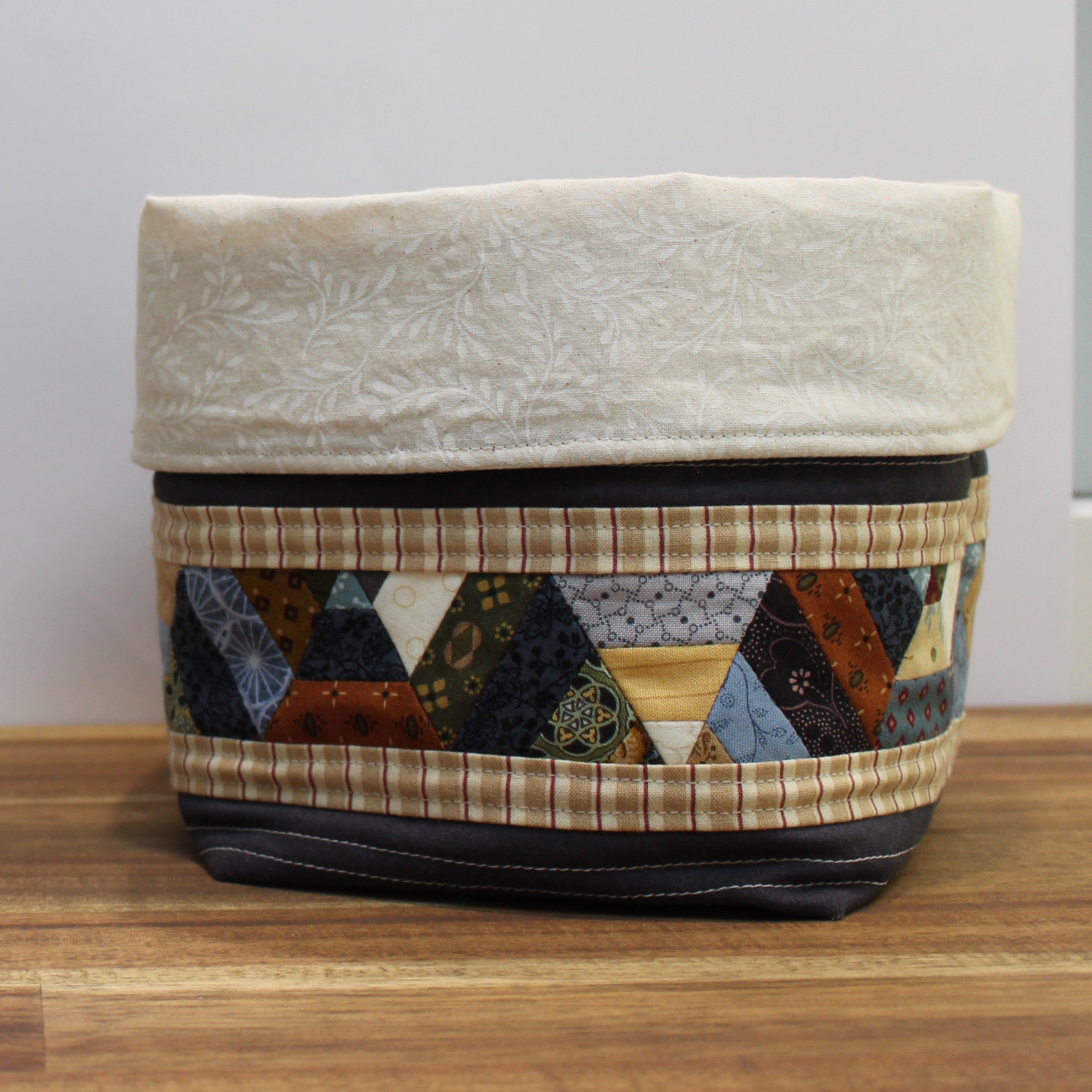 Patchwork Quilted Fabric Basket Bucket Organiser 2