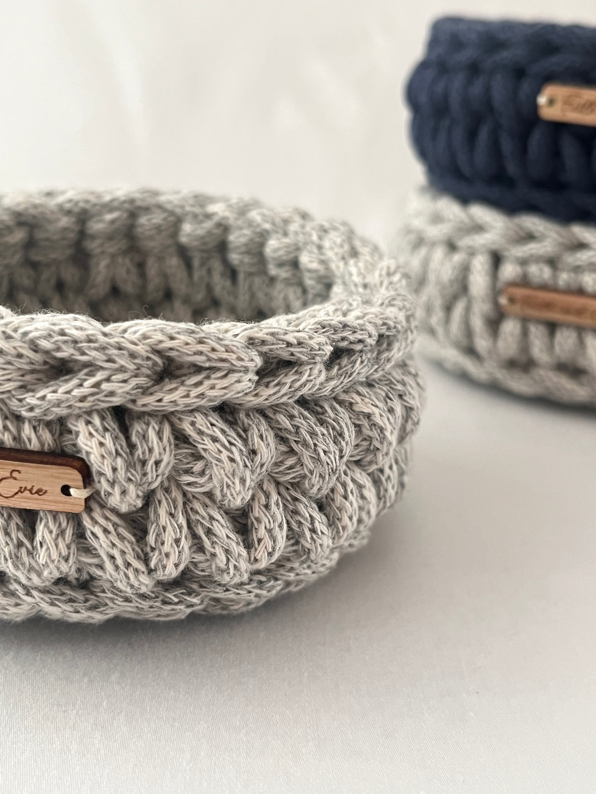 Mini Basket - crocheted - colour Grey Marle
