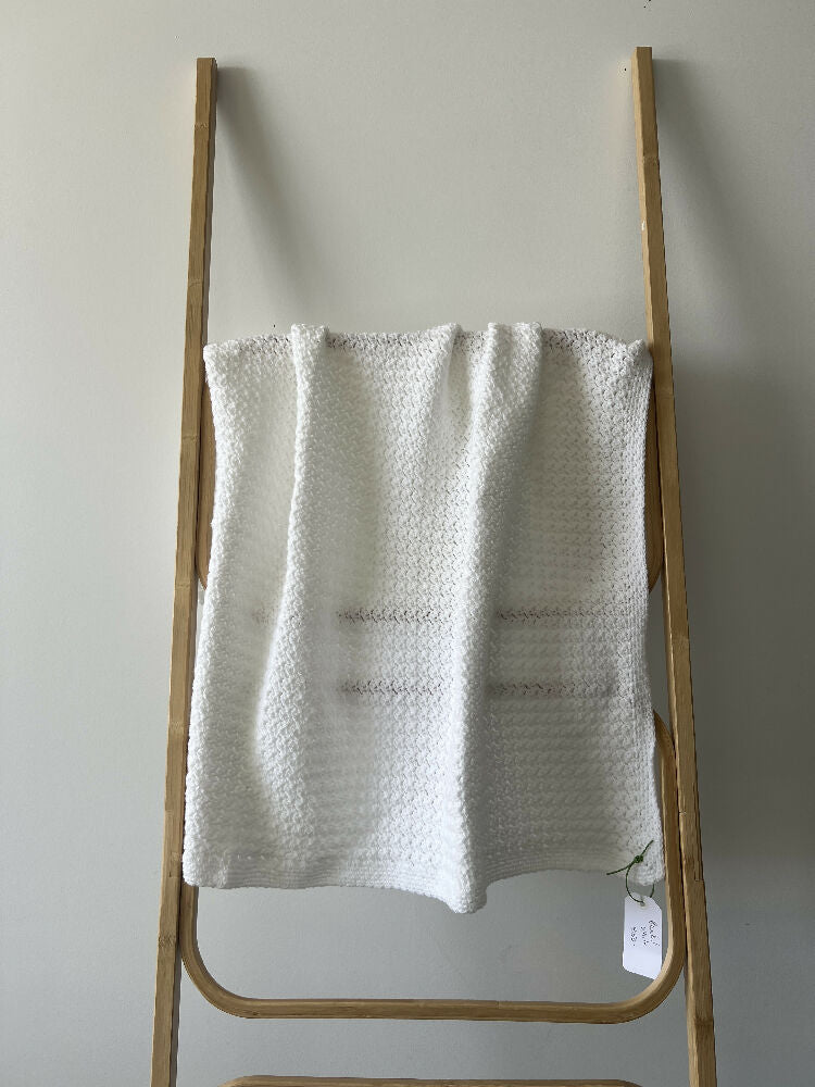 Blanket | Handmade Crochet | White | Baby Heirloom