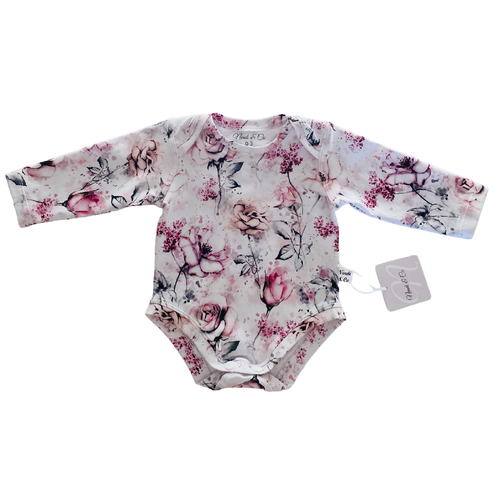 Madison Rose Print Long Sleeve Onesie