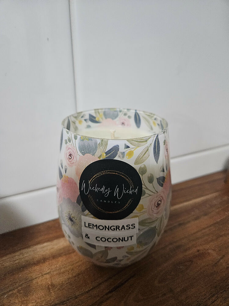 Floral Candle Jar - Lemongrass & Coconut