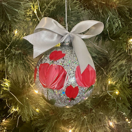 Glass Christmas Bauble Ornament, Hand Painted, Unique Gift