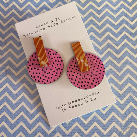 Pink & orange statement studs