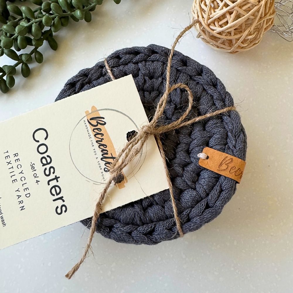 Coasters | Handmade crochet | Diesel Blue | Home Decor | Gift under $50