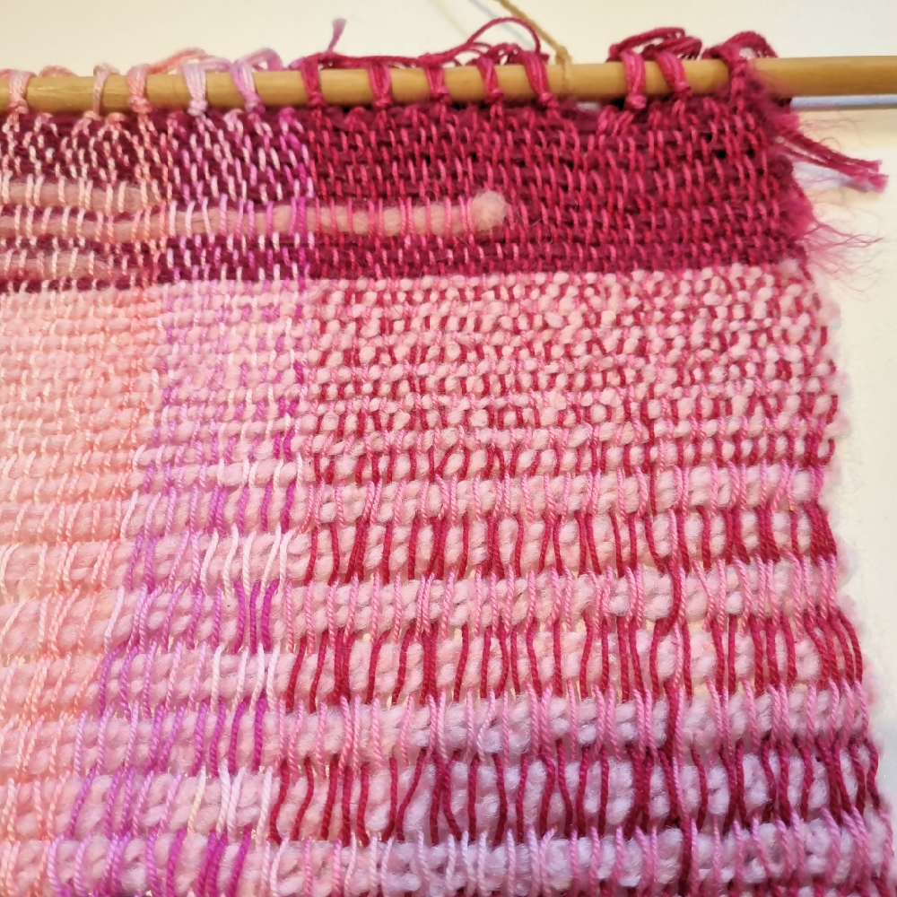 Woven wall art, 'pretty in pink' no.2