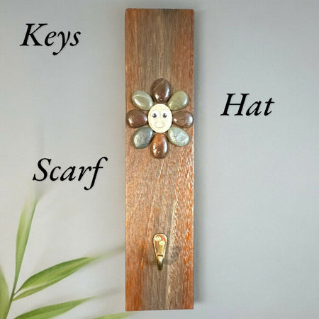 Timber hanger - Happy Pebble Flower - Single hook