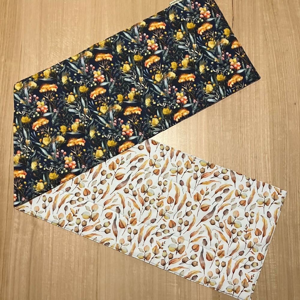 handmade Australian native floral reversible - navy & white