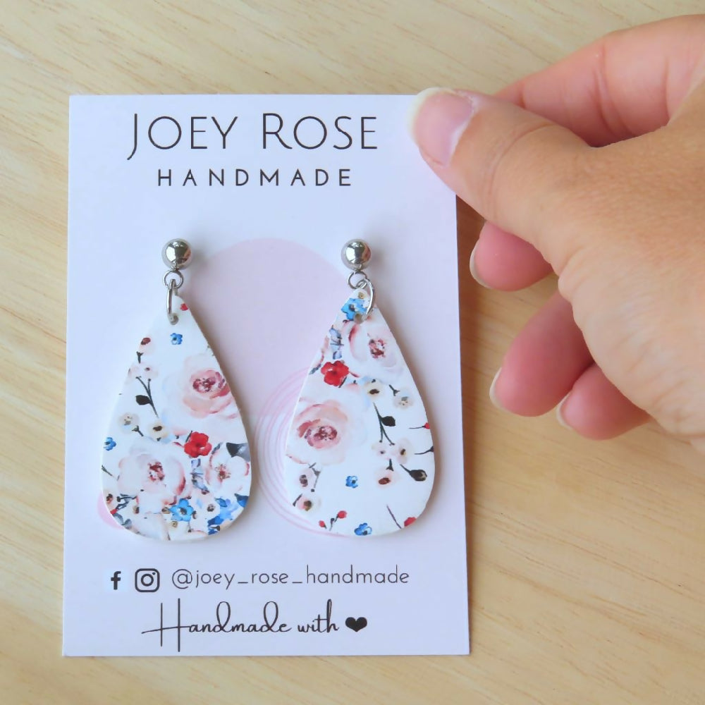 Faux Leather Earrings - Georgia Print