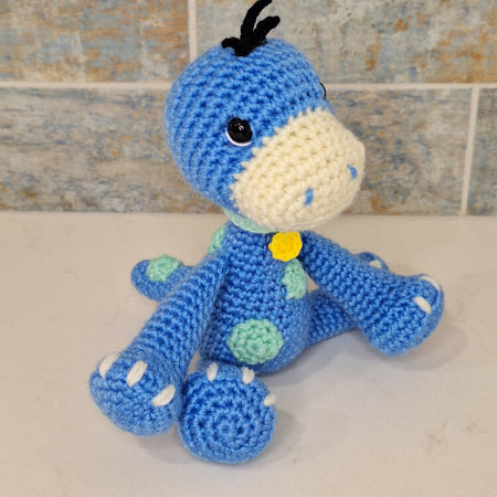 Hand made Dotty the dinosaur crocheted toy