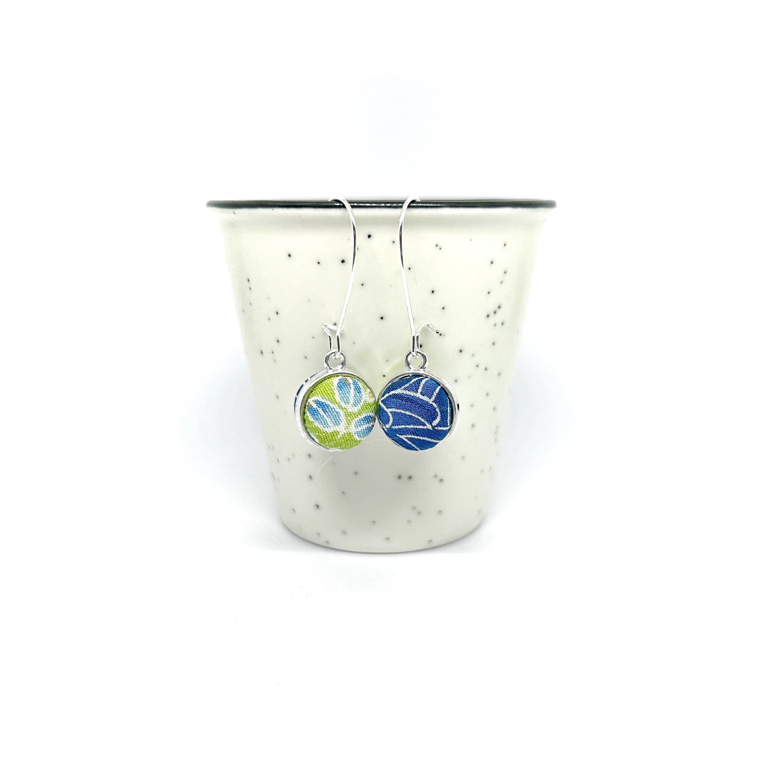 Double Sided Earrings - Green and Blue