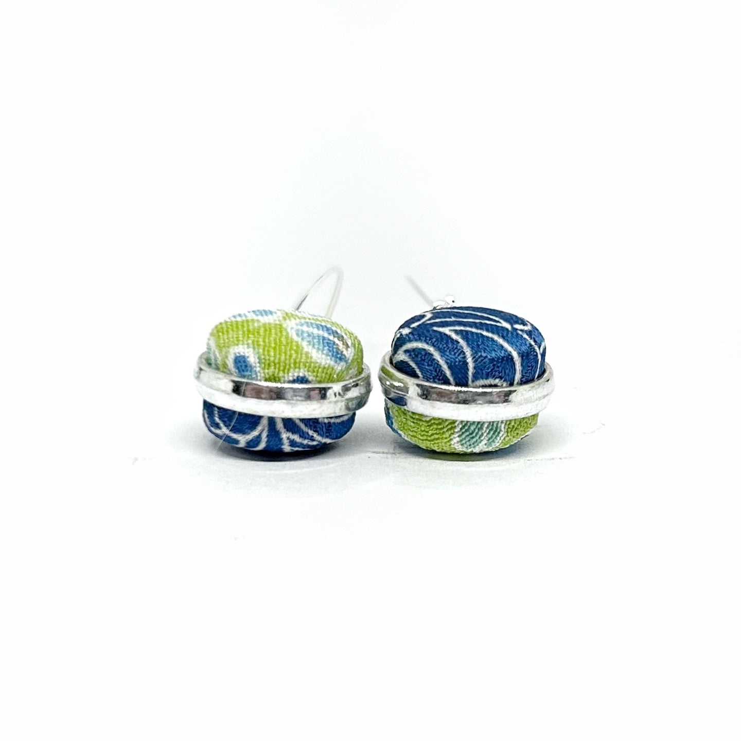 Double Sided Earrings - Green and Blue