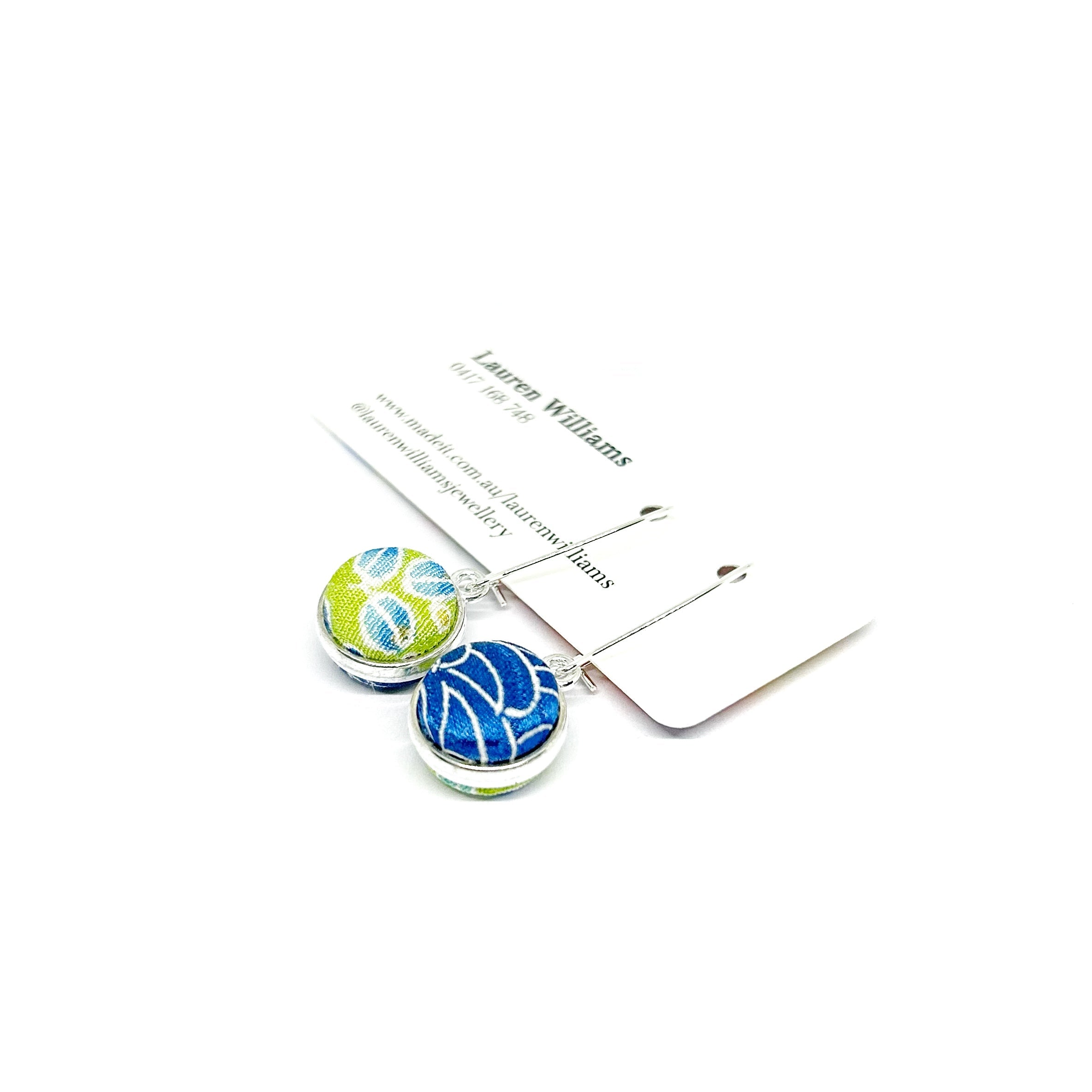 Double Sided Earrings - Green and Blue
