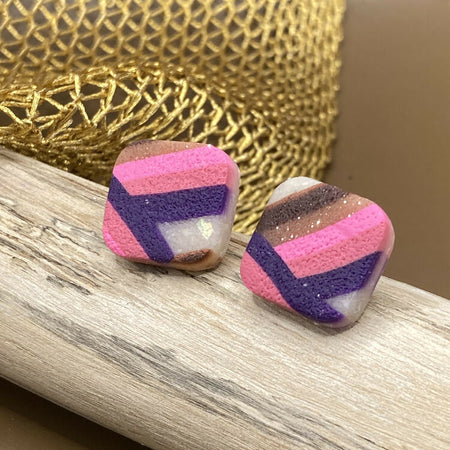 Magenta rainbow studs