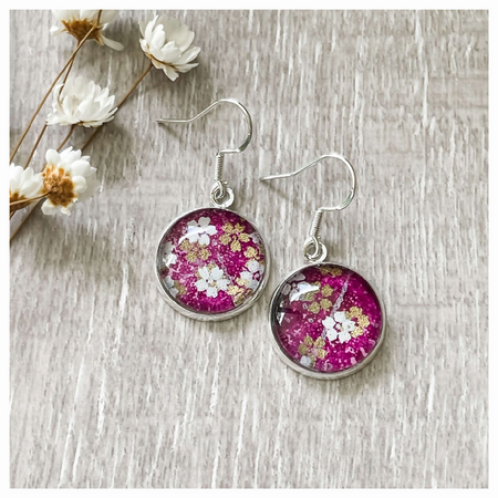 Dark Purple Earrings made with Japanese papers