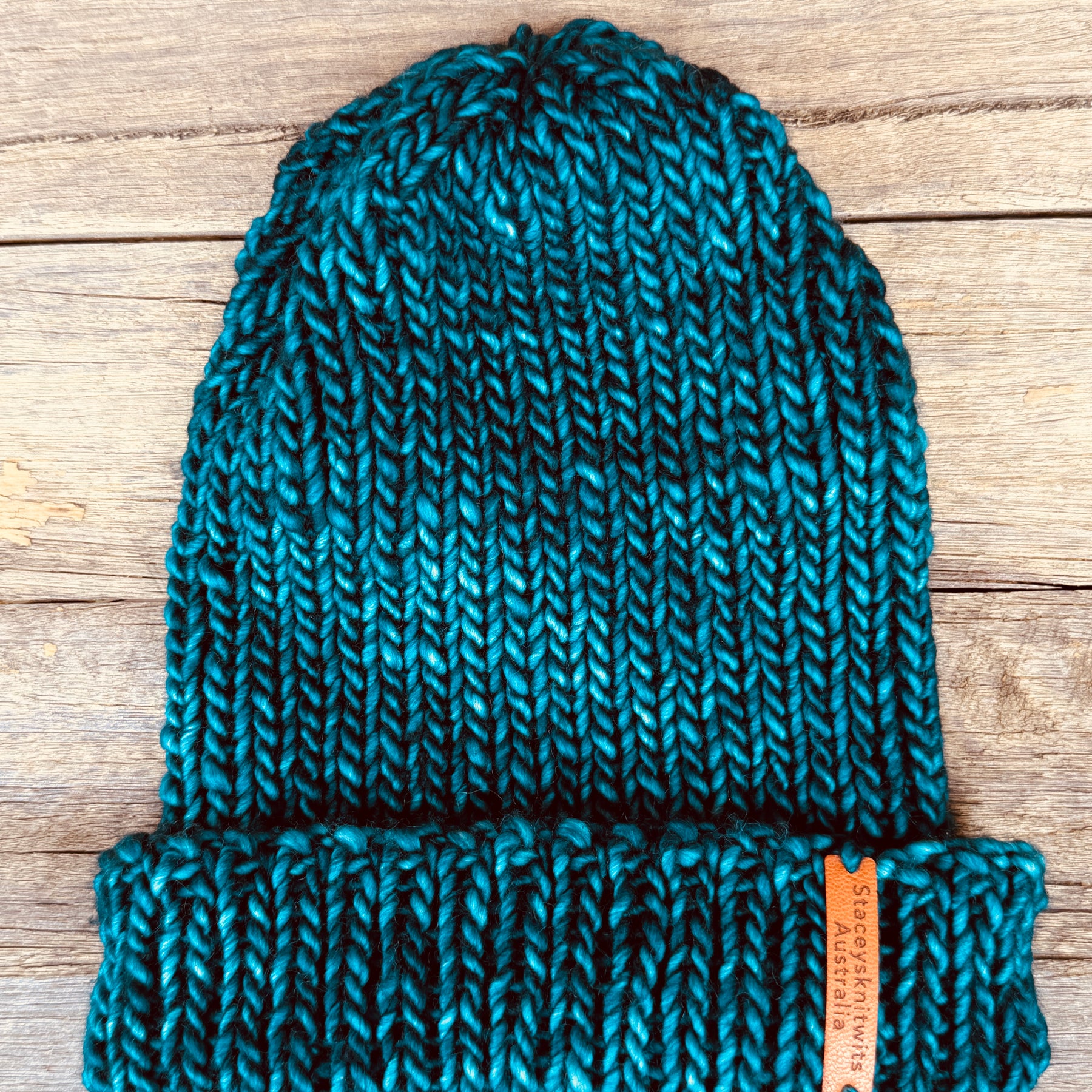 Teal Beanie, Stretchy Unisex Knitted Merino Beanie