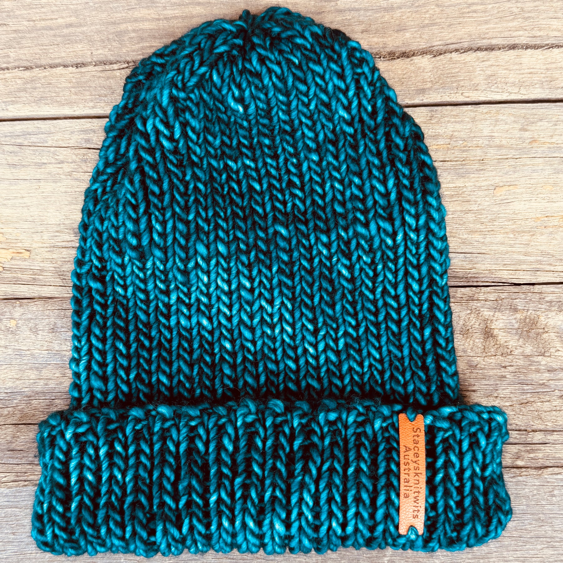 Teal Beanie, Stretchy Unisex Knitted Merino Beanie
