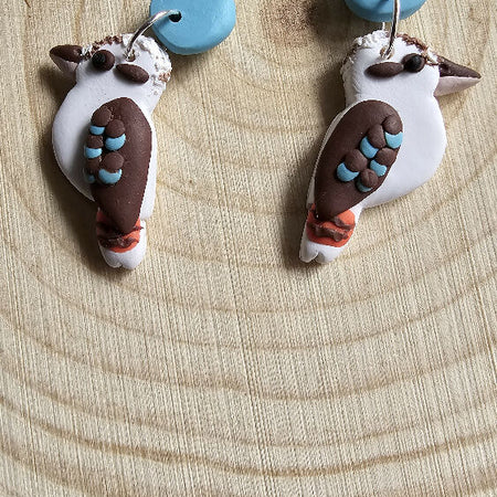 Kookaburra Dangle Earrings,Handmade Polymer Clay Kookaburra Earrings