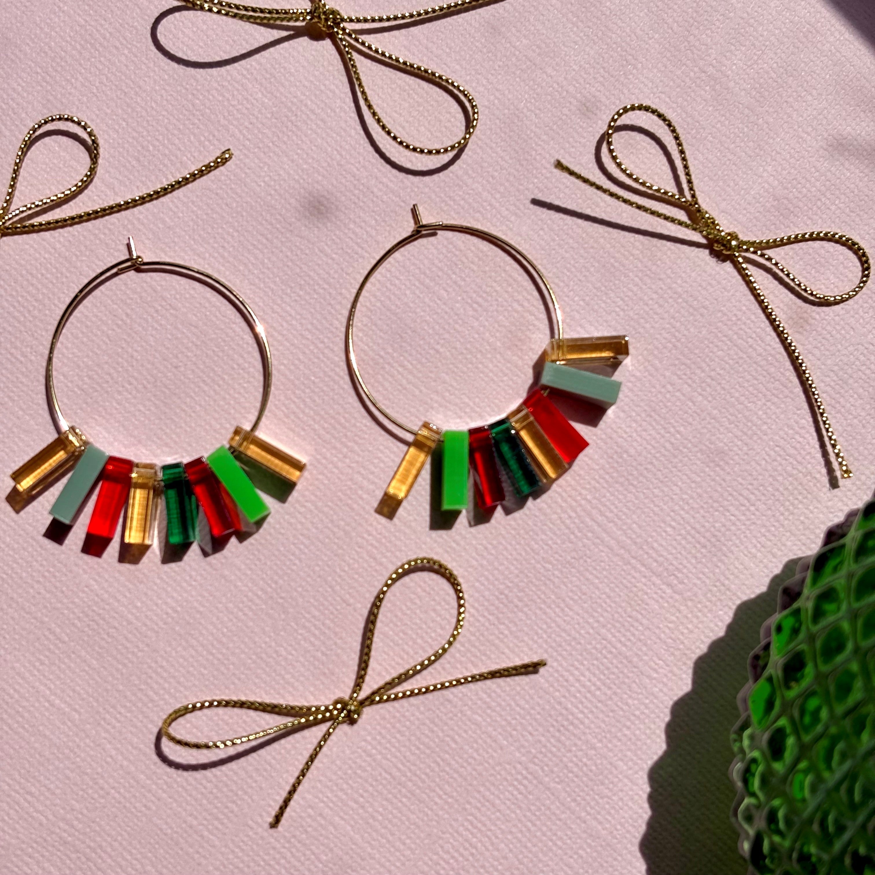 Christmas Earrings 8 piece hoop - HO HO HO