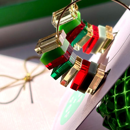 Christmas Earrings 8 piece hoop - HO HO HO