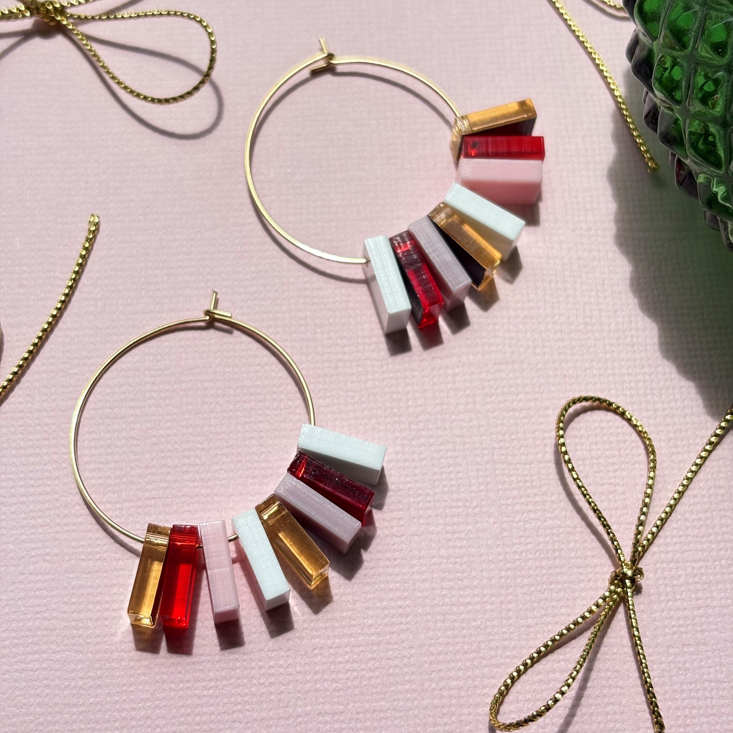 Christmas Earrings 8 piece hoop Candy Cane