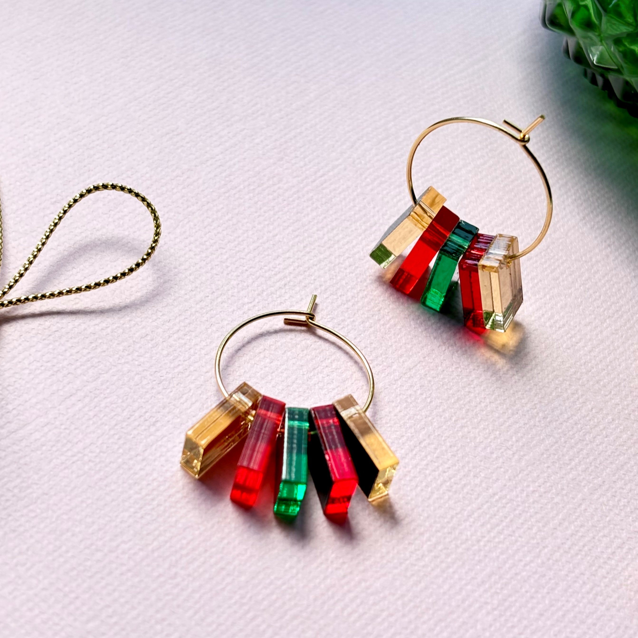 Christmas Earrings 5 piece hoop HO HO HO
