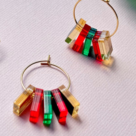 Christmas Earrings 5 piece hoop HO HO HO