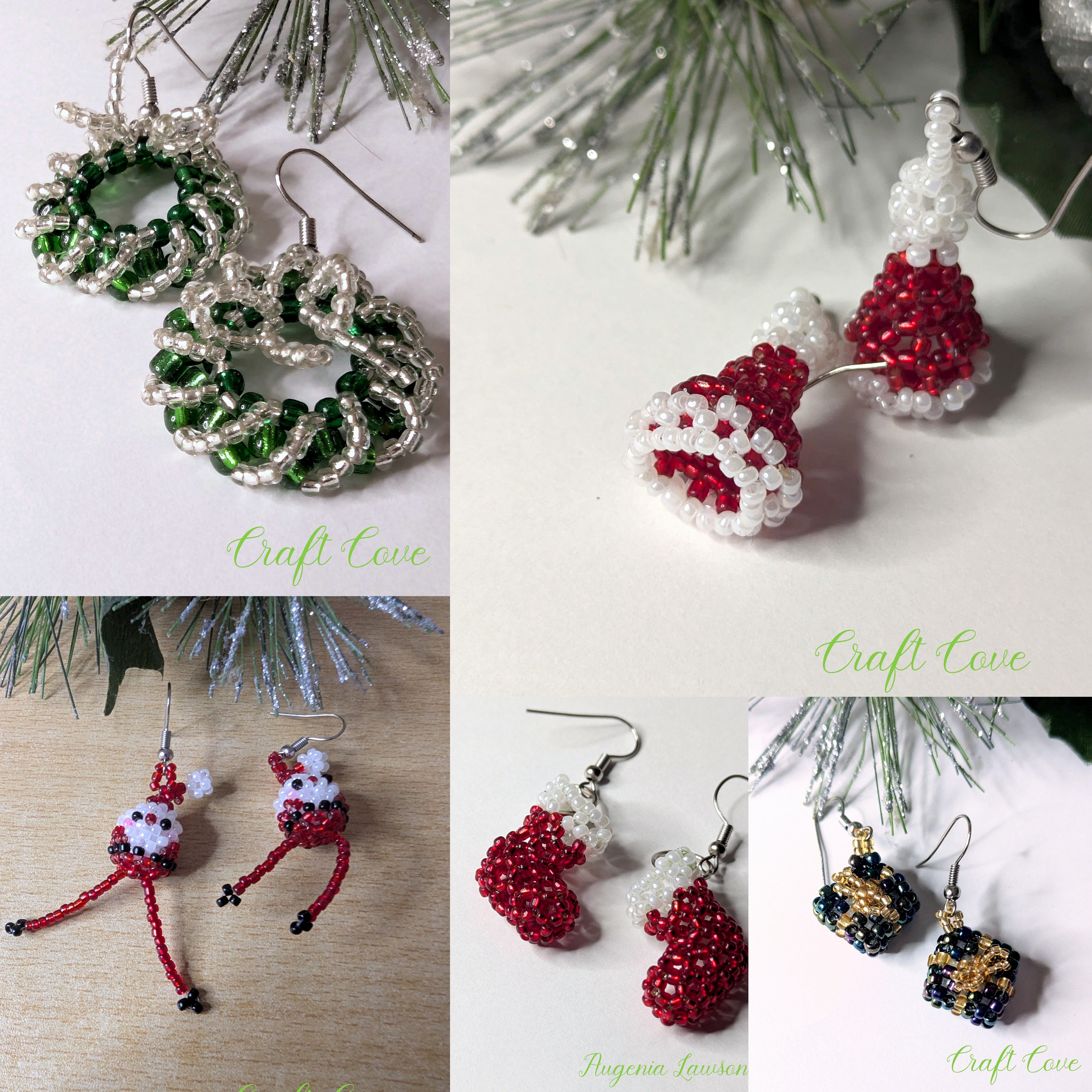 Beaded Christmas Earrings – Handmade Festive Jewellery – Choose Your Design – Holiday Gift Idea
