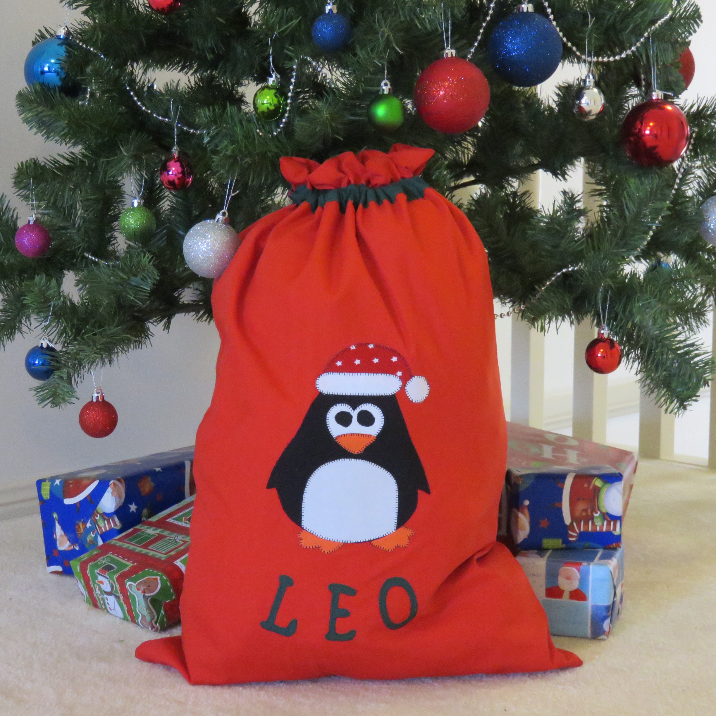 Personalised Christmas Sack - Penguin