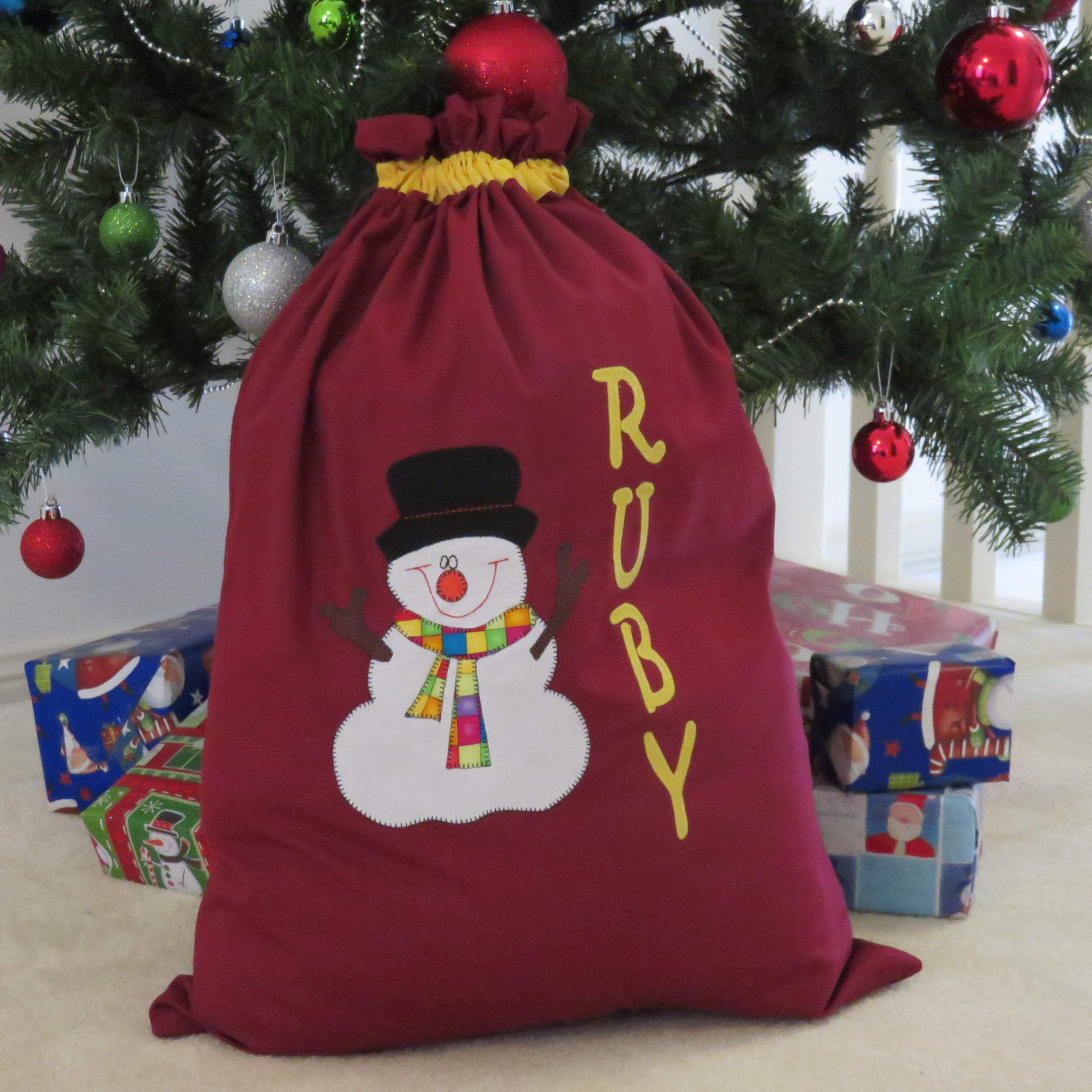 Personalised Christmas Sack - Snowman