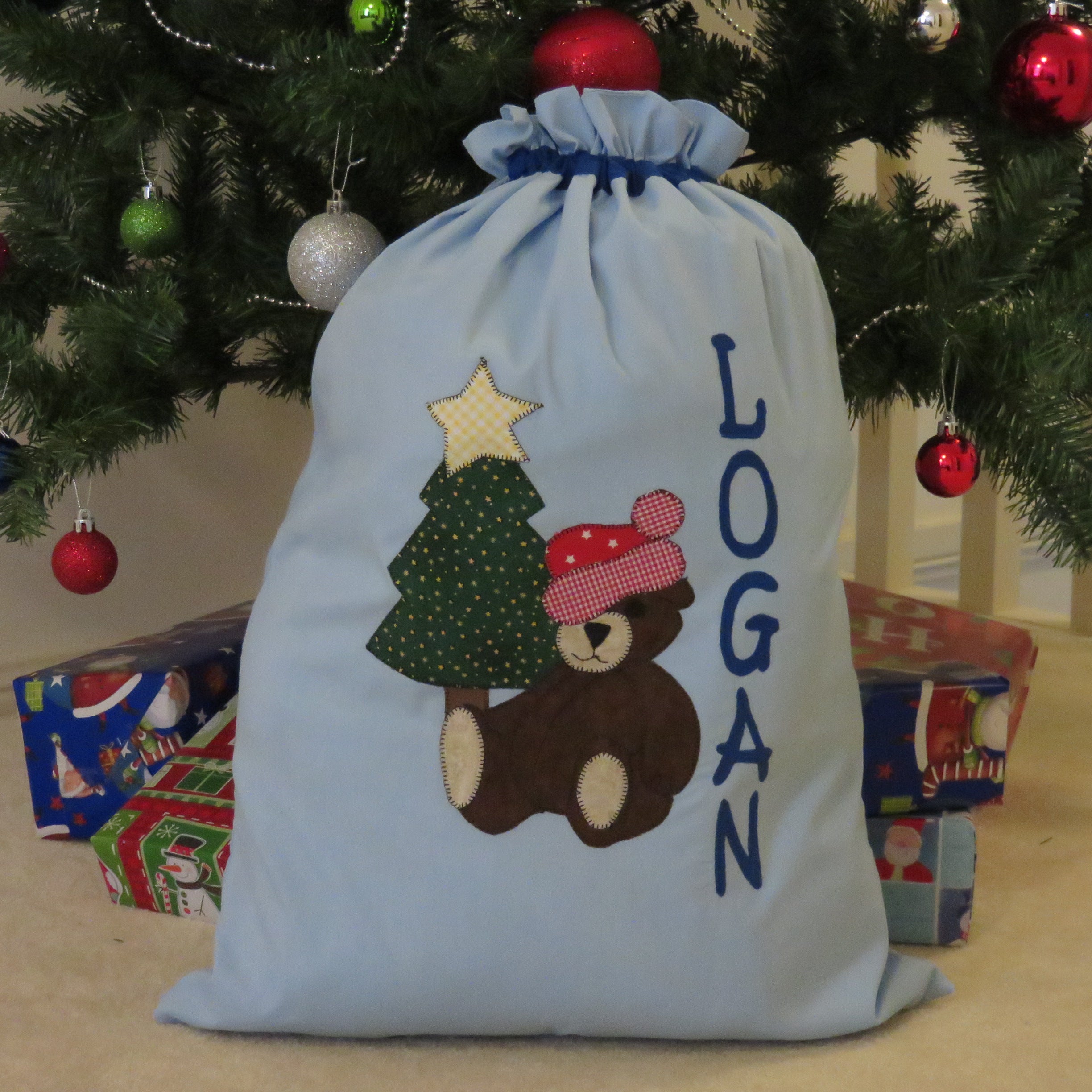 Personalised Christmas Sack - Teddy Bear
