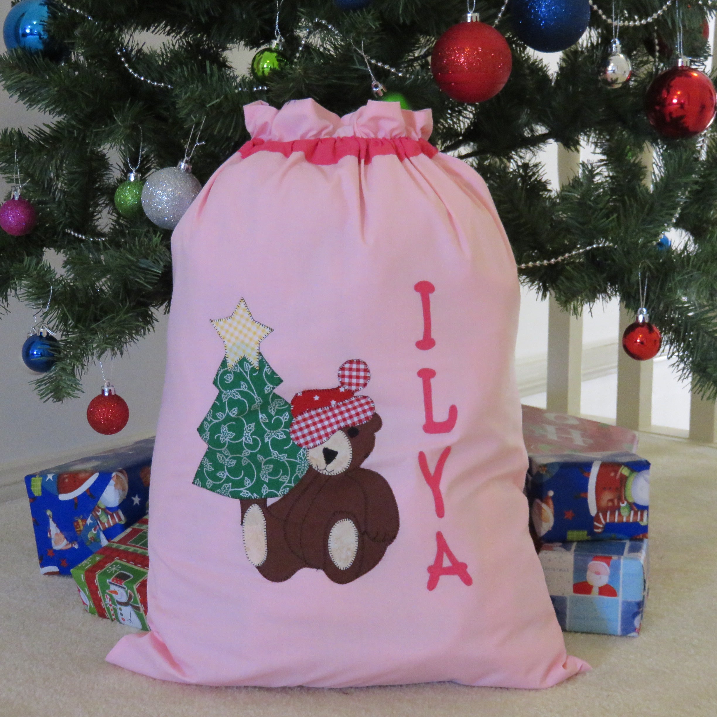 Personalised Christmas Sack - Teddy Bear