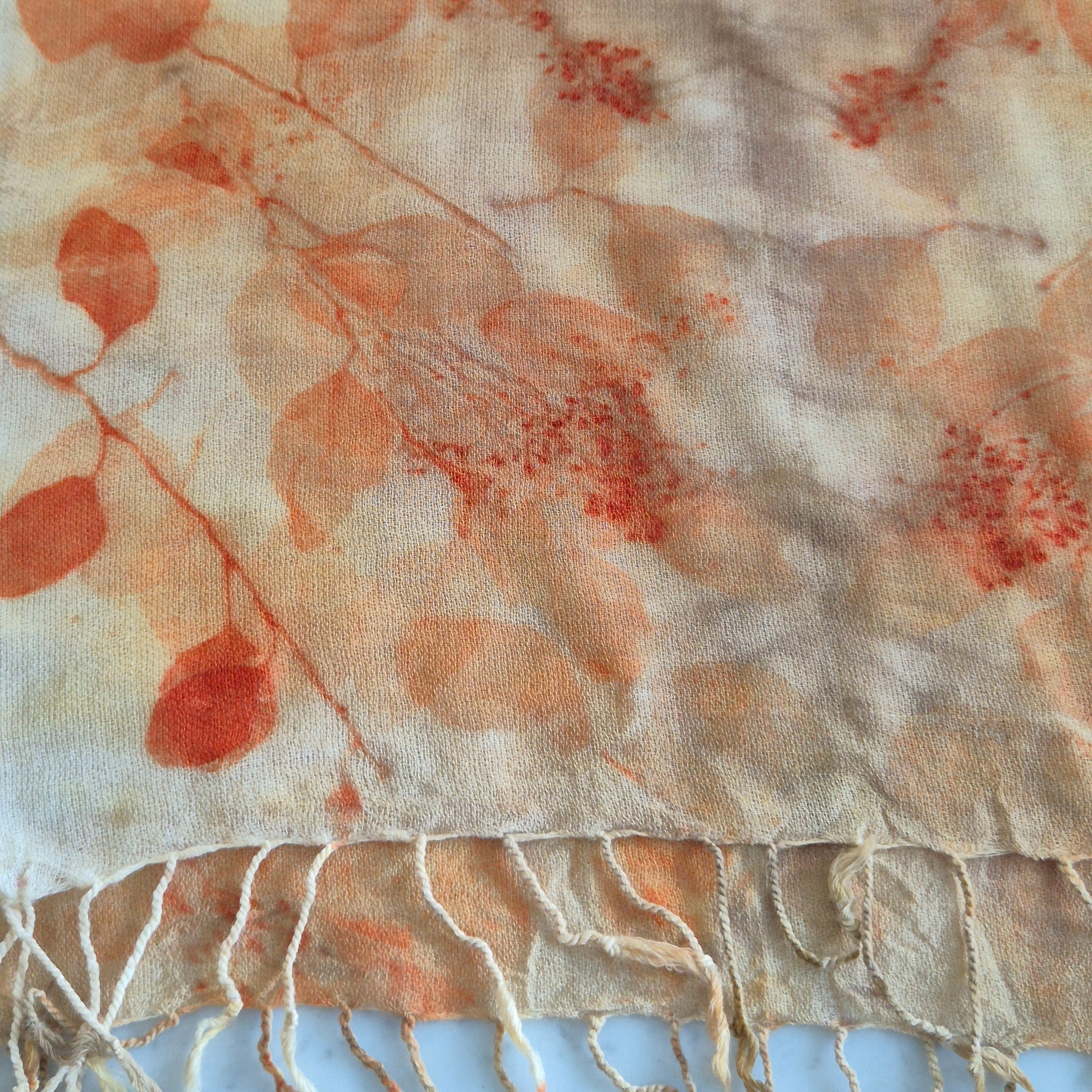 Wrap pure merino wool eucalyptus ecoprinted