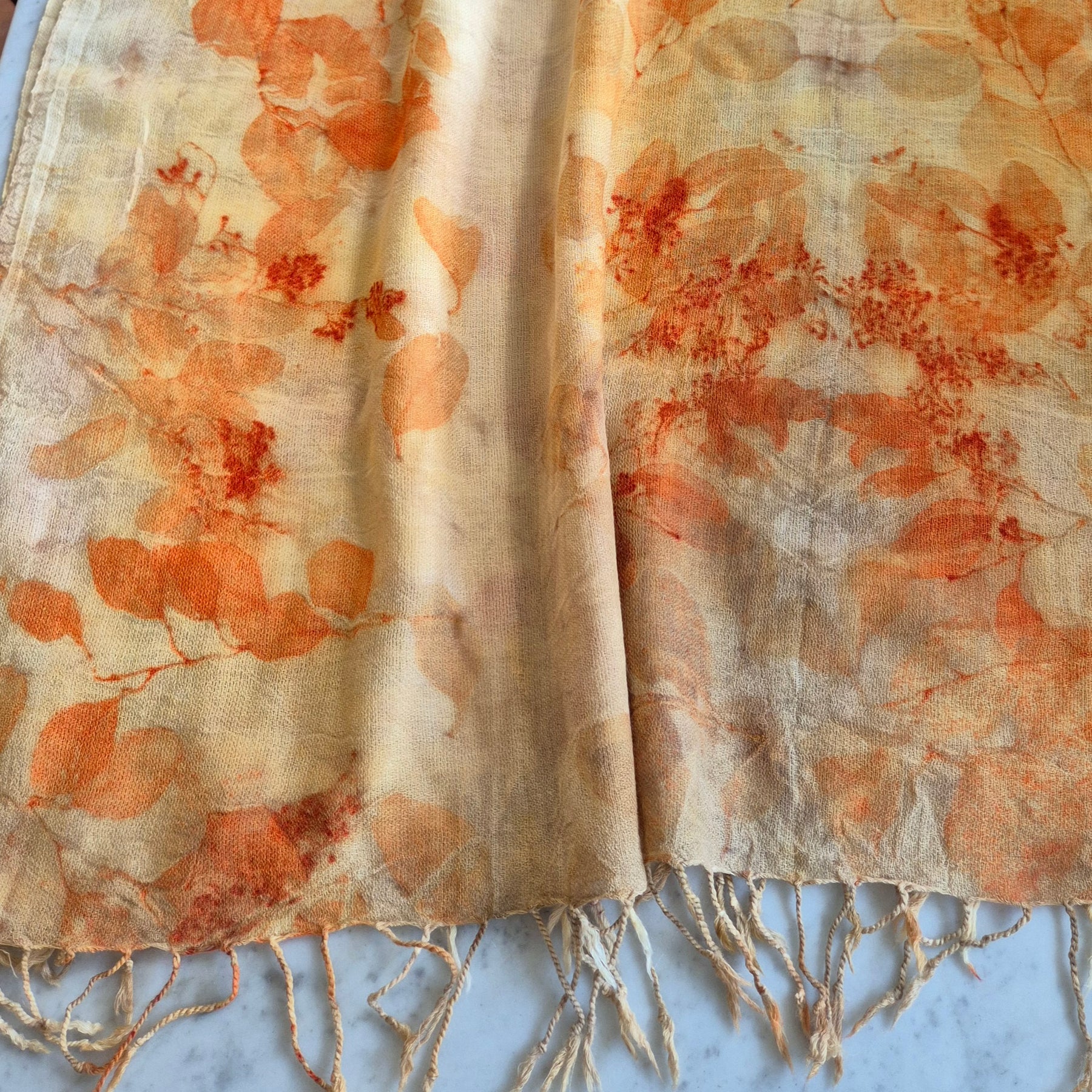 Wrap pure merino wool eucalyptus ecoprinted