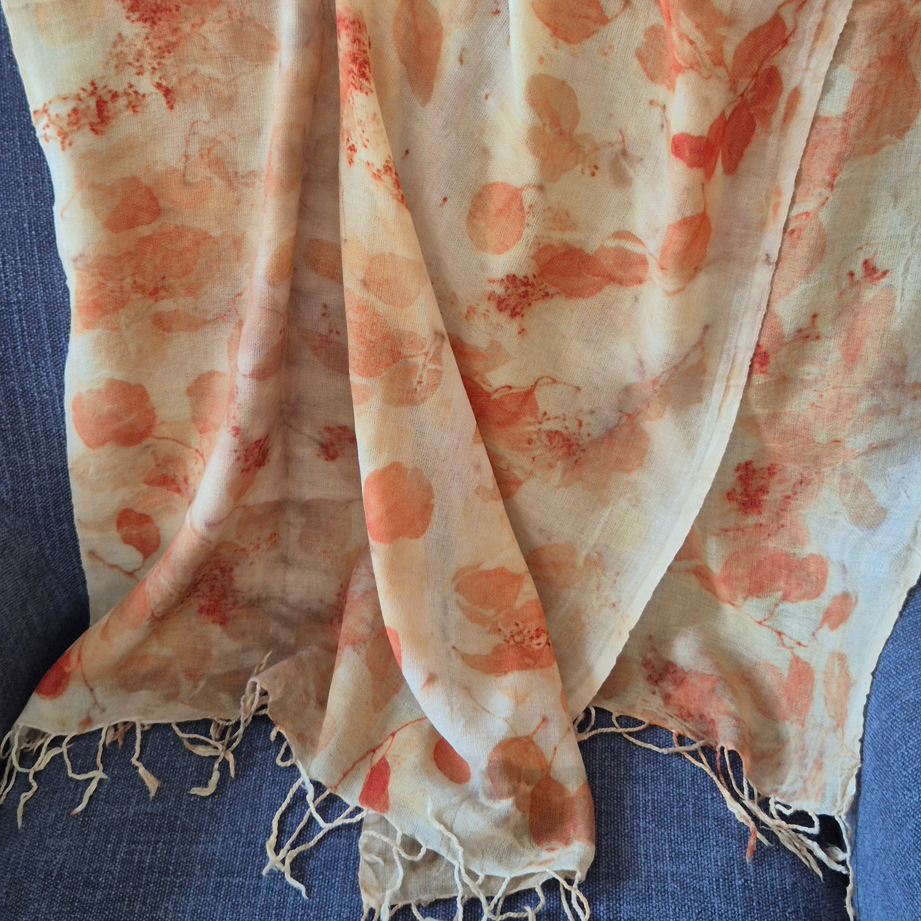 Wrap pure merino wool eucalyptus ecoprinted