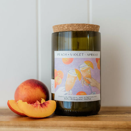 Peach + Violet + Apricot Wine bottle candle