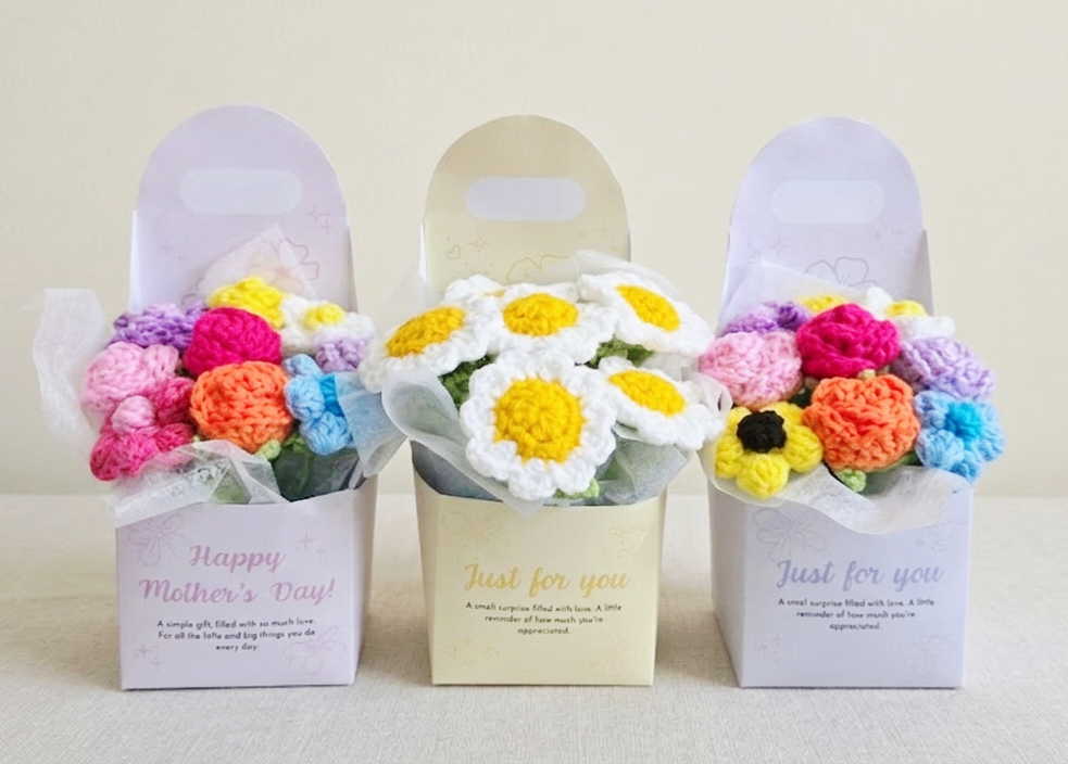 Mini Bloom Box - Crochet Flower Bouquet