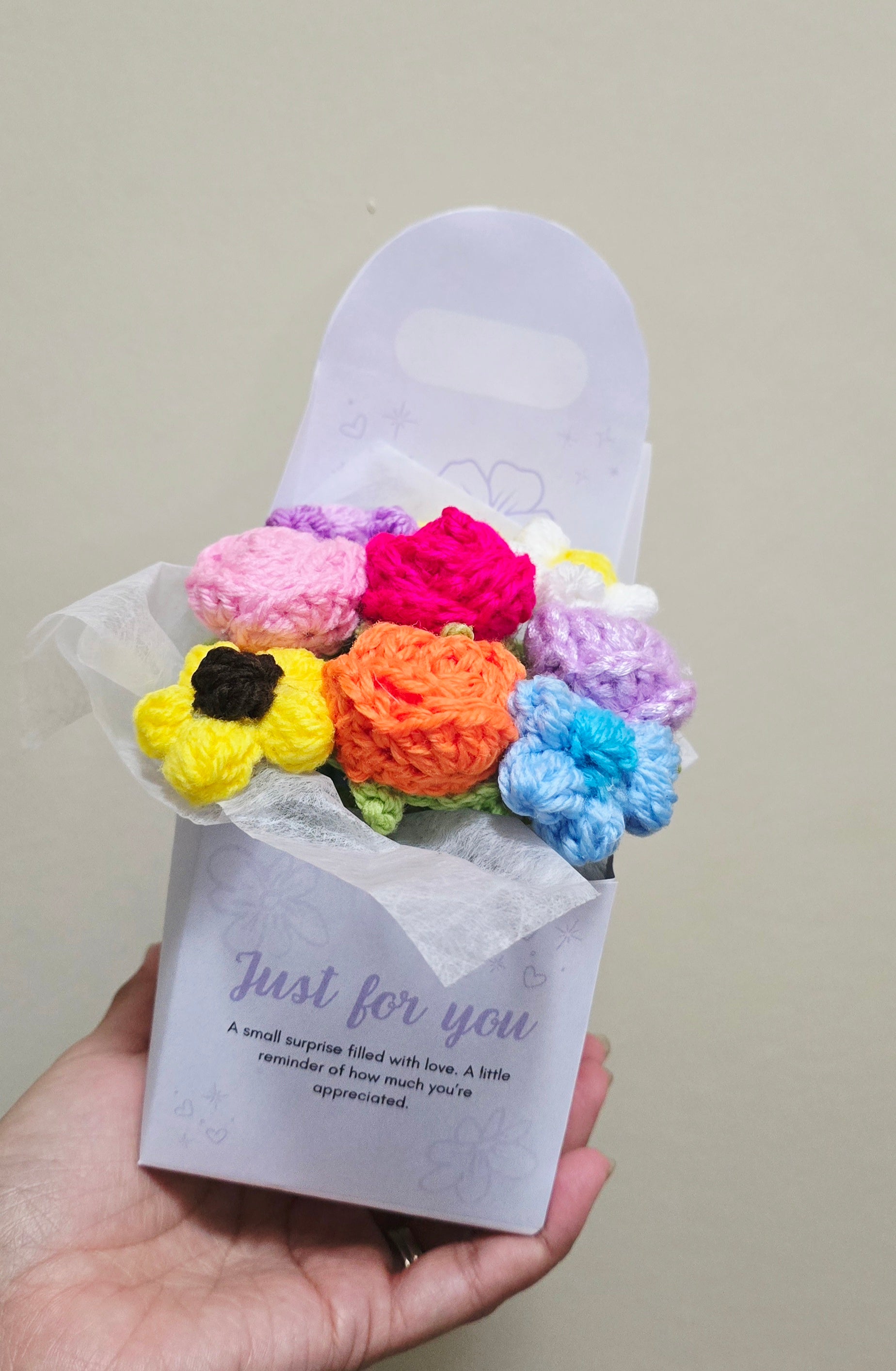 Mini Bloom Box - Crochet Flower Bouquet